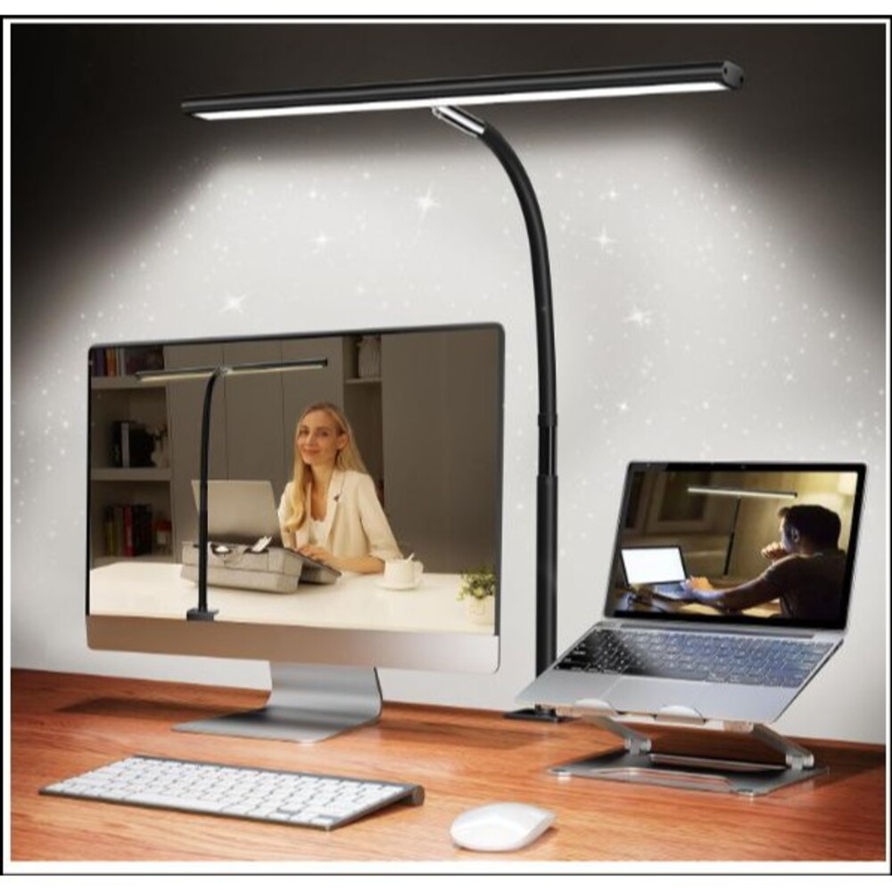 LED Desk Lamp for Office Home Reading, Eye-Caring Desk Light w/Dimming & Clamp
